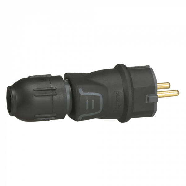 Fișă 2P+E 16 A - din cauciuc IP44 IK08 - cu manşon prindere