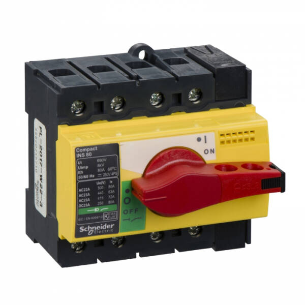 Separator de sarcina Interpact INS80, 4 poli, 80A, 28921, Schneider Electric