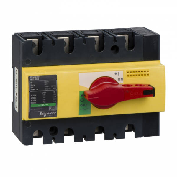 Separator de sarcina Interpact INS100, 4 poli, 100A, 28925, Schneider Electric
