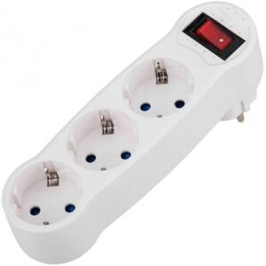 TRIPLU STECHER SCHUKO VERTICAL CU INTRERUPATOR
