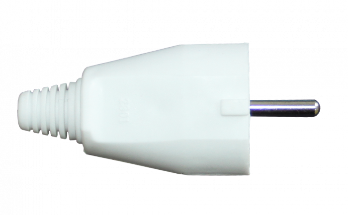 STECHER SCHUKO L CABLU 180* PP ALB 16A