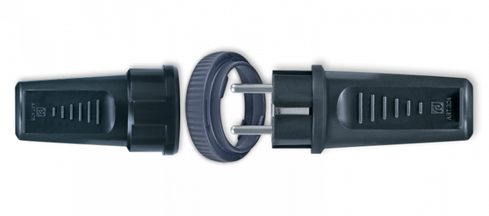 STECHER SCHUKO + CUPLA SCHUKO CU INEL DE BLOCARE NEGRU 16A