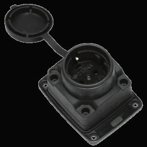 PRIZA CAUCIUC 1P PT NEGRU-T 16A