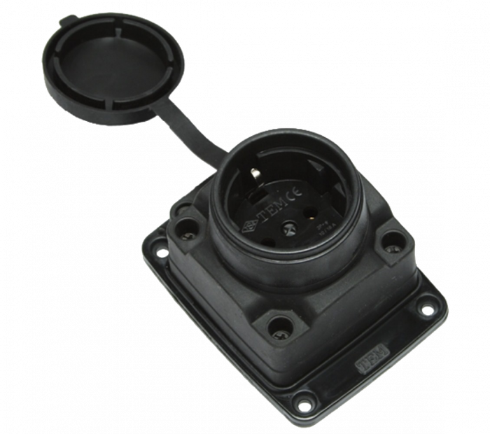 PRIZA CAUCIUC 1P PT NEGRU-T 16A