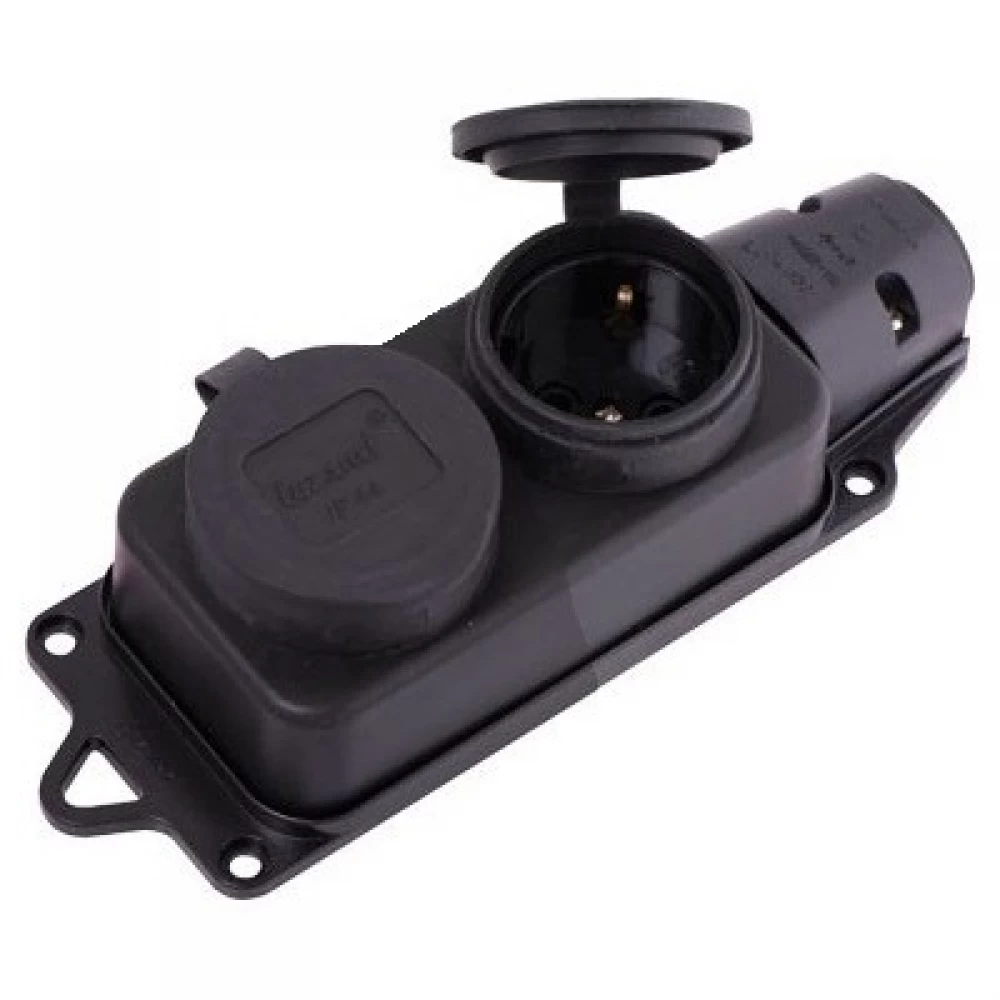 PRIZA CAUCIUC 2P PT NEGRU-T 16A