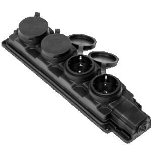 PRIZA CAUCIUC 4P PT NEGRU-T 16A