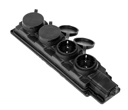 PRIZA CAUCIUC 4P PT NEGRU-T 16A