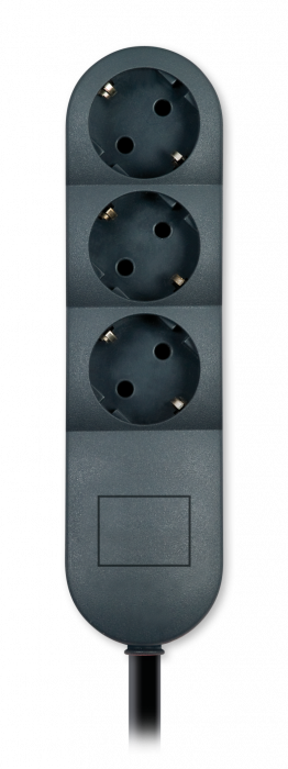 PRELUNGITOR 3xSCHUKO 3,6kW 16A 3x1.5mm,3m NEGRU