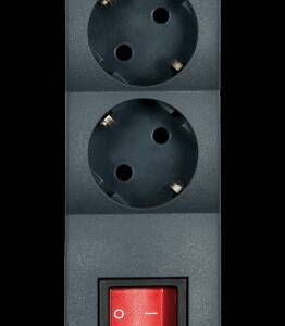 PRELUNGITOR 3xSCHUKO CU INTRERUPATOR 3,6kW 16A 3x1.5mm,1.5m NEGRU