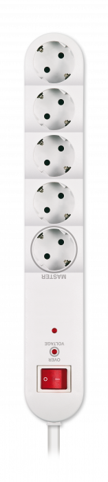 PRELUNGITOR 5xSCHUKO CU INTRERUPATOR SI PROT SUPRATENSIUNE 1,5kV 2,3kW 16A
3x1.5mm,1.5m ALB