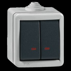 INTRERUPATOR DUBLU CU LED PT 10A 250V~ METAL IP55 IK07 ARMOR