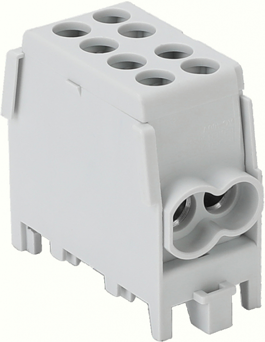 BLOC DISTRIBUITOR MONOFAZAT GRI 100A in:1x25/out:1x25/4x16 mm2