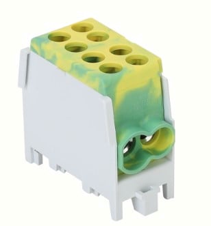 BLOC DISTRIBUITOR MONOFAZAT GALBEN/VERDE 125A in:1x35/out:1x35/4x25 mm2