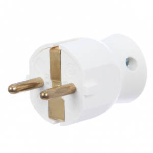 Fisa cu iesire laterala 050316, contact de protectie, 16A, alba