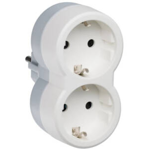 Adaptor priza LEGRAND 050655, 2 prize, alb-gri