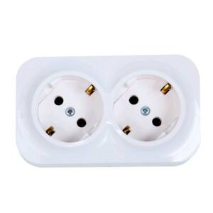 Priza dubla 2P+T Forix, Legrand 782413, alb, montaj aplicat