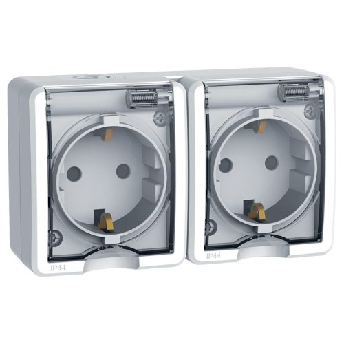 Priză Dublă Albă cu Capac , ELM-191071, Elmark