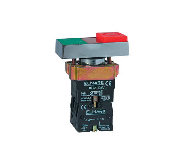 Buton Dublu 1NO+1NC Roșu și Verde + LED, ELM-401845, Elmark