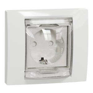 Priza Noua Unica 2P 16A Alba cu Capac, NU003718, Schneider Electric - Schneider