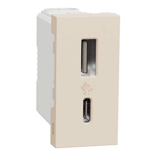 Priza USB Noua Unica 1m A+C 15w Crem , NU301644, Schneider Electric - Schneider