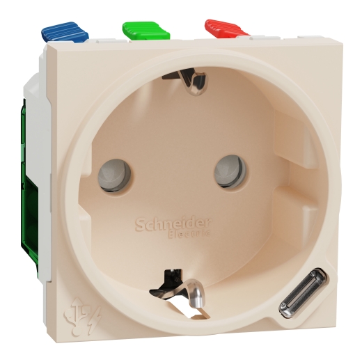 Priza Noua Unica Simpla + USB C 10.5w 2P+E 16A Crem NU301744, Schneider Electric
- Schneider