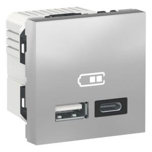 Priza USB 2.0 Noua Unica 2m A+C 15w Aluminiu , NU301830, Schneider Electric -
Schneider
