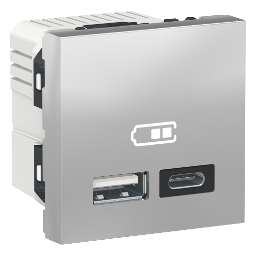 Priza USB 2.0 Noua Unica 2m A+C 15w Aluminiu , NU301830, Schneider Electric -
Schneider