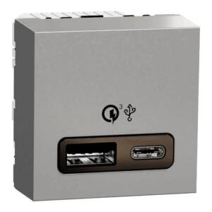 Priza USB FastCharge Noua Unica 2m A+C 18w Aluminiu , NU301930, Schneider
Electric - Schneider