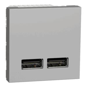 Priza USB Noua Unica 2m 1A Aluminiu, NU341830, Schneider Electric - Schneider