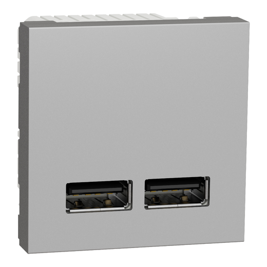 Priza USB Noua Unica 2m 1A Aluminiu, NU341830, Schneider Electric - Schneider