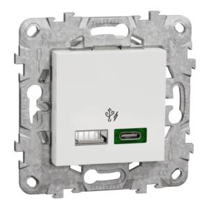 Priza Dubla USB FastCharge Noua Unica A+C 45w Alba , NU501318, Schneider
Electric - Schneider