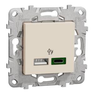 Priza Dubla USB FastCharge Noua Unica A+C 45w Crem , NU501344, Schneider
Electric - Schneider