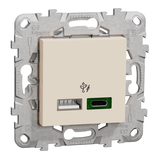 Priza Dubla USB FastCharge Noua Unica A+C 45w Crem , NU501344, Schneider
Electric - Schneider