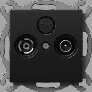 Priză TV-R de capat, negru