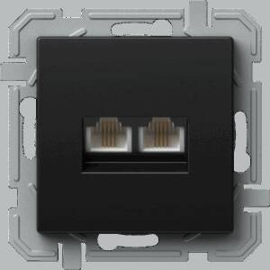 Priză TEL KS DOUBLE 2x RJ11 6/4 negru