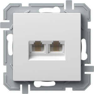 Priză TEL KS DOUBLE 2x RJ11 6/4, alb polar