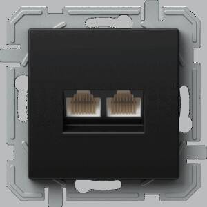 Priză CAT5e KS dublă 2x RJ45 8/8 negru