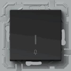 Buton simplu cu 1 indicator, fără lampă de neon, negru