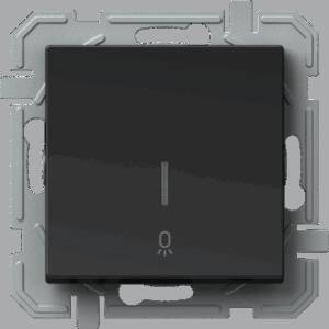 Buton simplu cu 2 indicatoare, fără lampă de neon, negru
