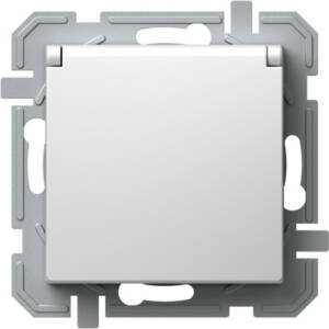 Priză simplă SCHUKO+capac 2P+E 16A 250V~, alb +alb