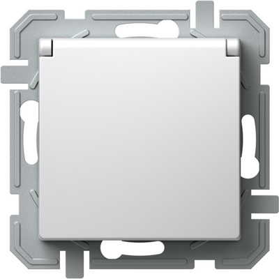 Priză simplă SCHUKO+capac 2P+E 16A 250V~, alb +alb