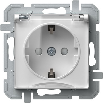 Priză simplă SCHUKO+capac 2P+E 16A 250V~, alb+transparent