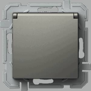 Priză simplă SCHUKO+capac 2P+E 16A 250V~, titan+titan