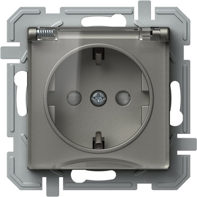 Priză simplă SCHUKO+capac 2P+E 16A 250V~, titan+transparent