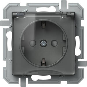 Priză SCHUKO+capac 2P+E 16A 250V~, antracit+transparent