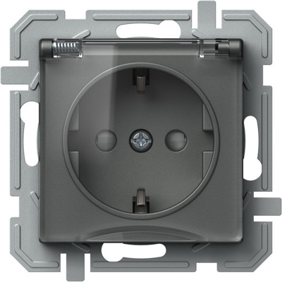 Priză SCHUKO+capac 2P+E 16A 250V~, antracit+transparent