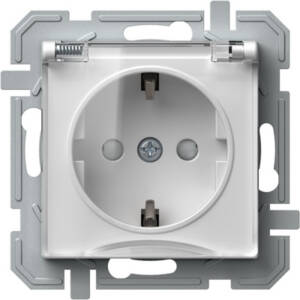 Priză SCHUKO+capac 2P+E 16A 250V~, alb+transparent