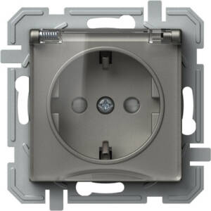 Priză SCHUKO+capac 2P+E 16A 250V~, titan+transparent