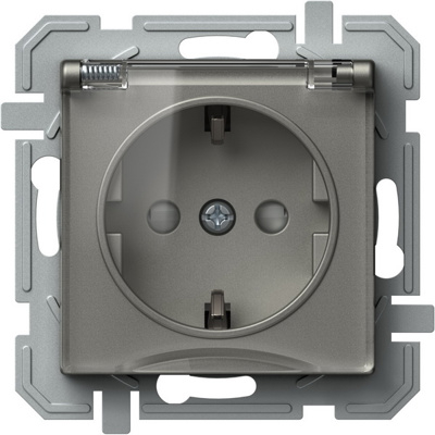 Priză SCHUKO+capac 2P+E 16A 250V~, titan+transparent