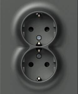 Logiq Flat Priza dubla standard german 2P+E 16A , culoare antracit